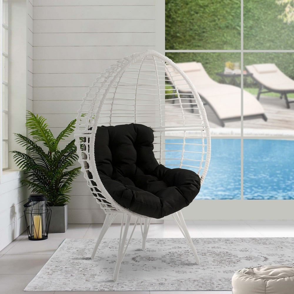 Arlo Lounge Chair | Wicker Patio | Angled Metal Legs | White