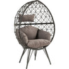 Patio Lounge Chair with Wicker Geometric Pattern, Black
