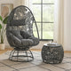 2 Piece Patio Lounge Chair with Open Circular Motifs, Black