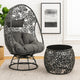 2 Piece Patio Lounge Chair with Open Circular Motifs, Black