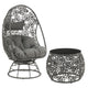 2 Piece Patio Lounge Chair with Open Circular Motifs, Black