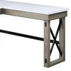 L Shaped Writing Desk with Marble Lift Top and Sled Base Gray and White BM269056