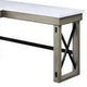 L Shaped Writing Desk with Marble Lift Top and Sled Base Gray and White BM269056
