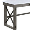 L Shape Writing Desk with Marble Lift Top and Sled Base Gray and White By Casagear Home BM269057