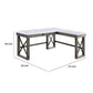 L Shape Writing Desk with Marble Lift Top and Sled Base Gray and White By Casagear Home BM269057