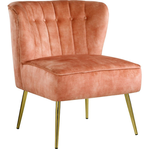 Accent Chair with Curved Tufted Back, Orange and Gold