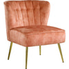 Accent Chair with Curved Tufted Back, Orange and Gold