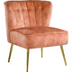 Accent Chair with Curved Tufted Back, Orange and Gold