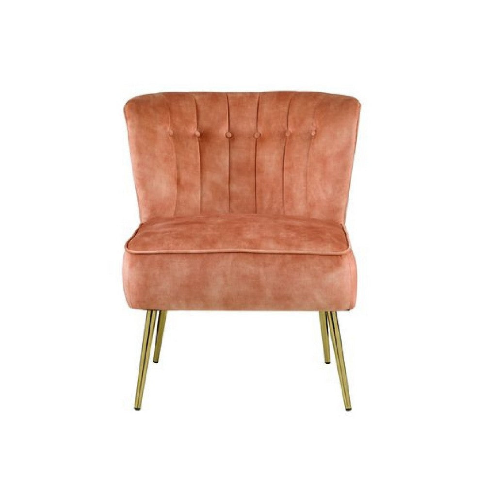 Accent Chair with Curved Tufted Back Orange and Gold BM269067