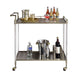 2 Tier Serving Cart with Acrylic and Metal Frame, Brass