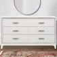 Dresser with 6 Drawers and Shimmer Accent Trim White By Casagear Home BM269072