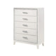 Chest with 5 Drawers and Shimmer Accent Trim, White