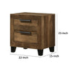 Nightstand with 2 Drawers and Plank Style, Rustic Oak Brown By Casagear Home