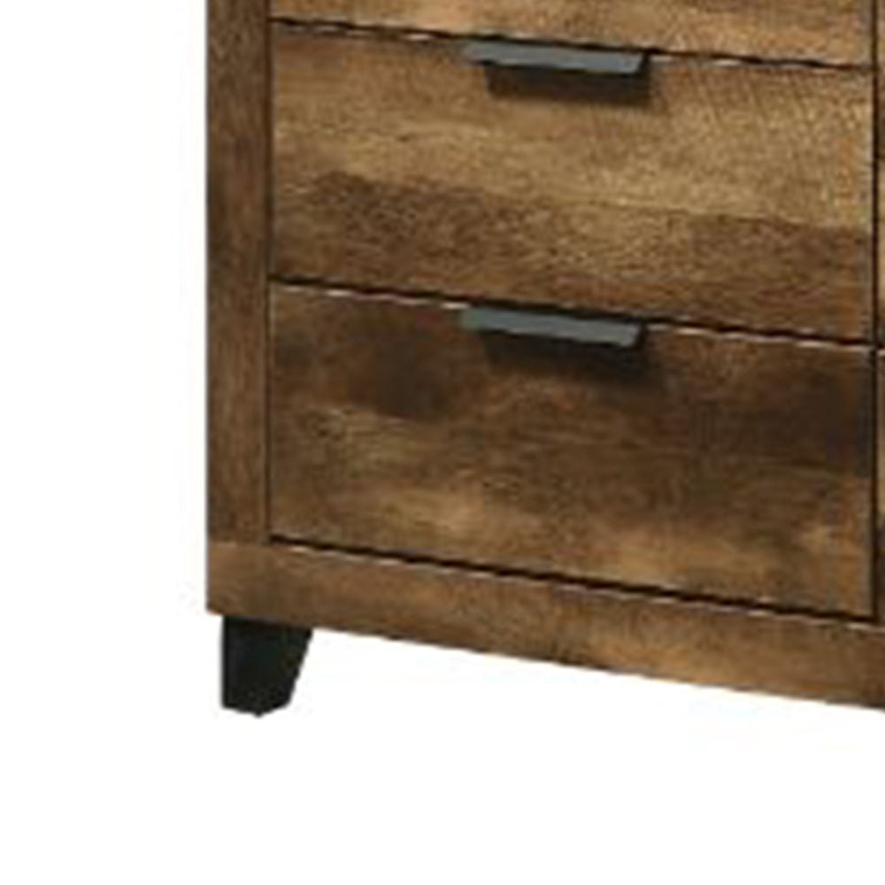 Dresser with 6 Drawers and Plank Style Rustic Oak Brown By Casagear Home BM269079