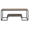Coffee Table with 1 Open Shelf and Tubular Frame Oak Brown BM269085