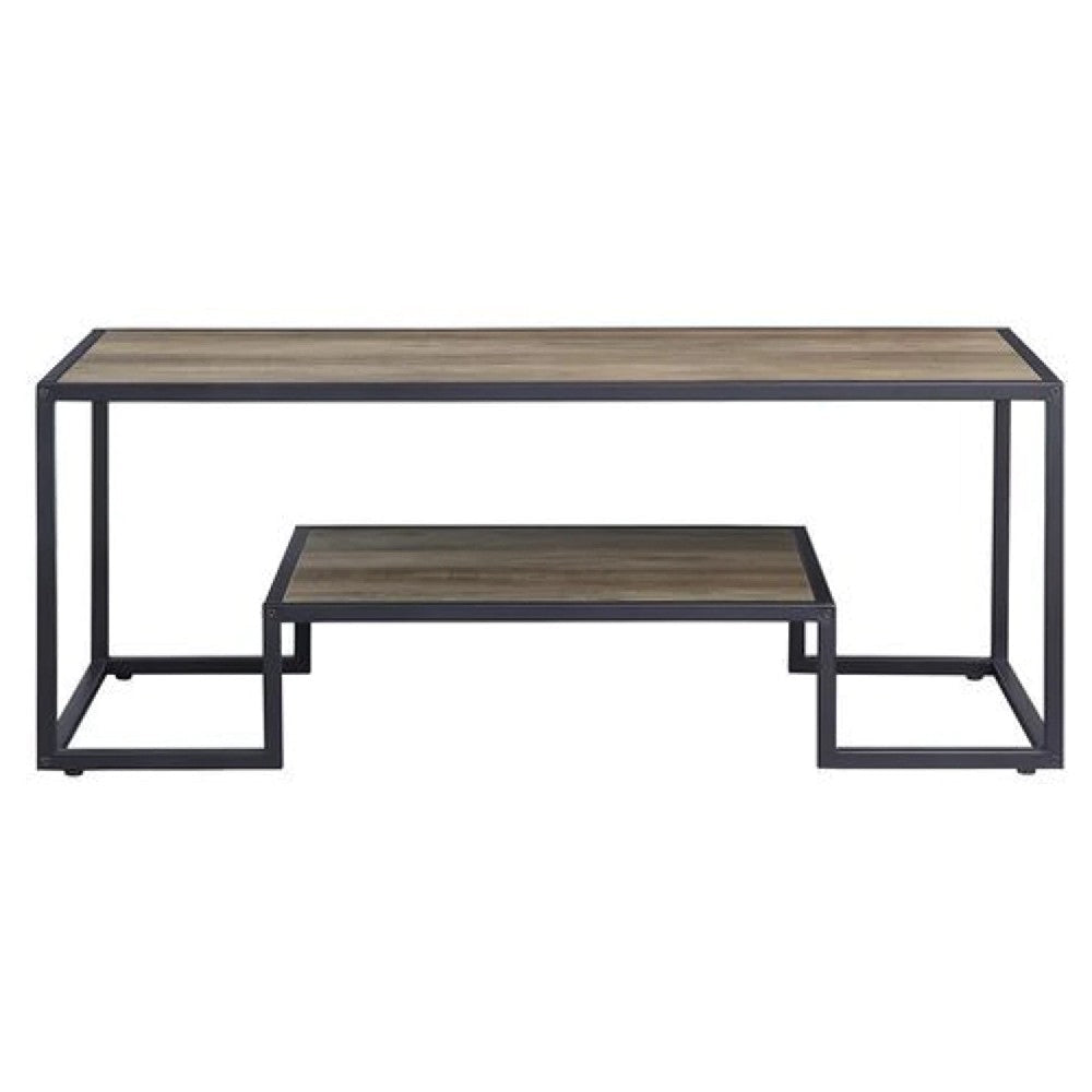 Coffee Table with 1 Open Shelf and Tubular Frame Oak Brown BM269085