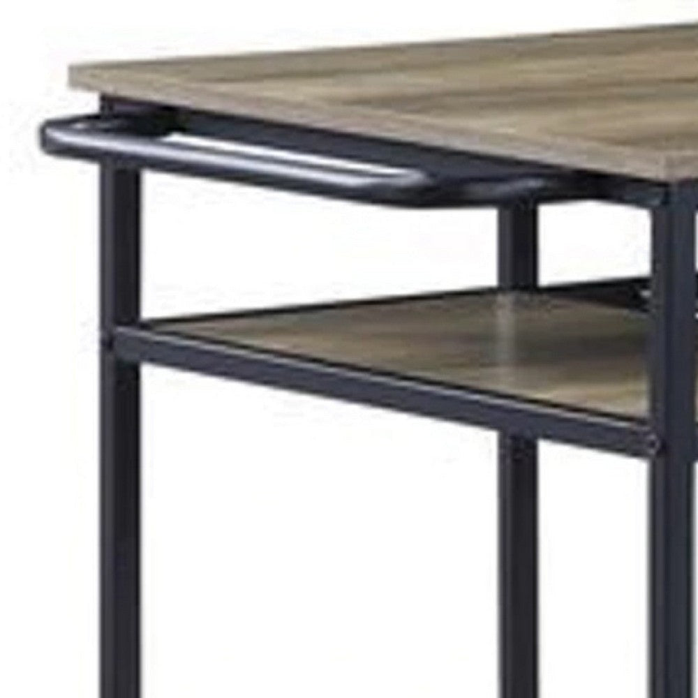 Kitchen Island with Slatted and Bottom Shelves Oak Brown BM269086