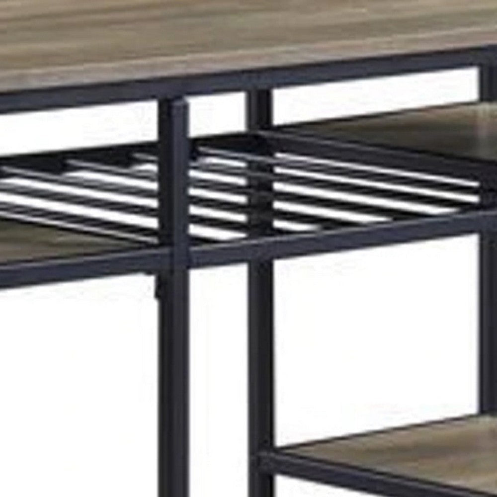 Kitchen Island with Slatted and Bottom Shelves Oak Brown BM269086