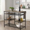 Kitchen Island with Slatted and Bottom Shelves, Oak Brown