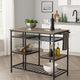 Kitchen Island with Slatted and Bottom Shelves, Oak Brown