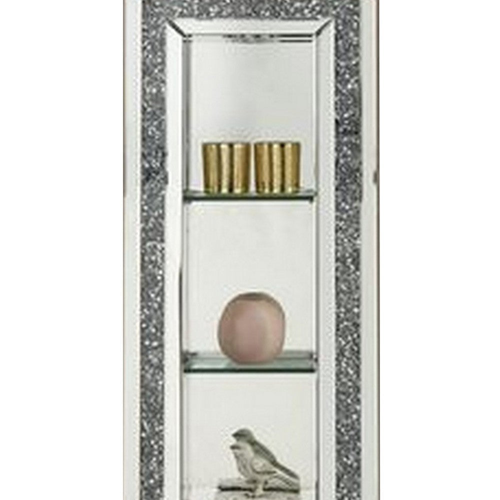 Grandfather Clock with 4 Compartments and Mirror Frame Silver BM269092