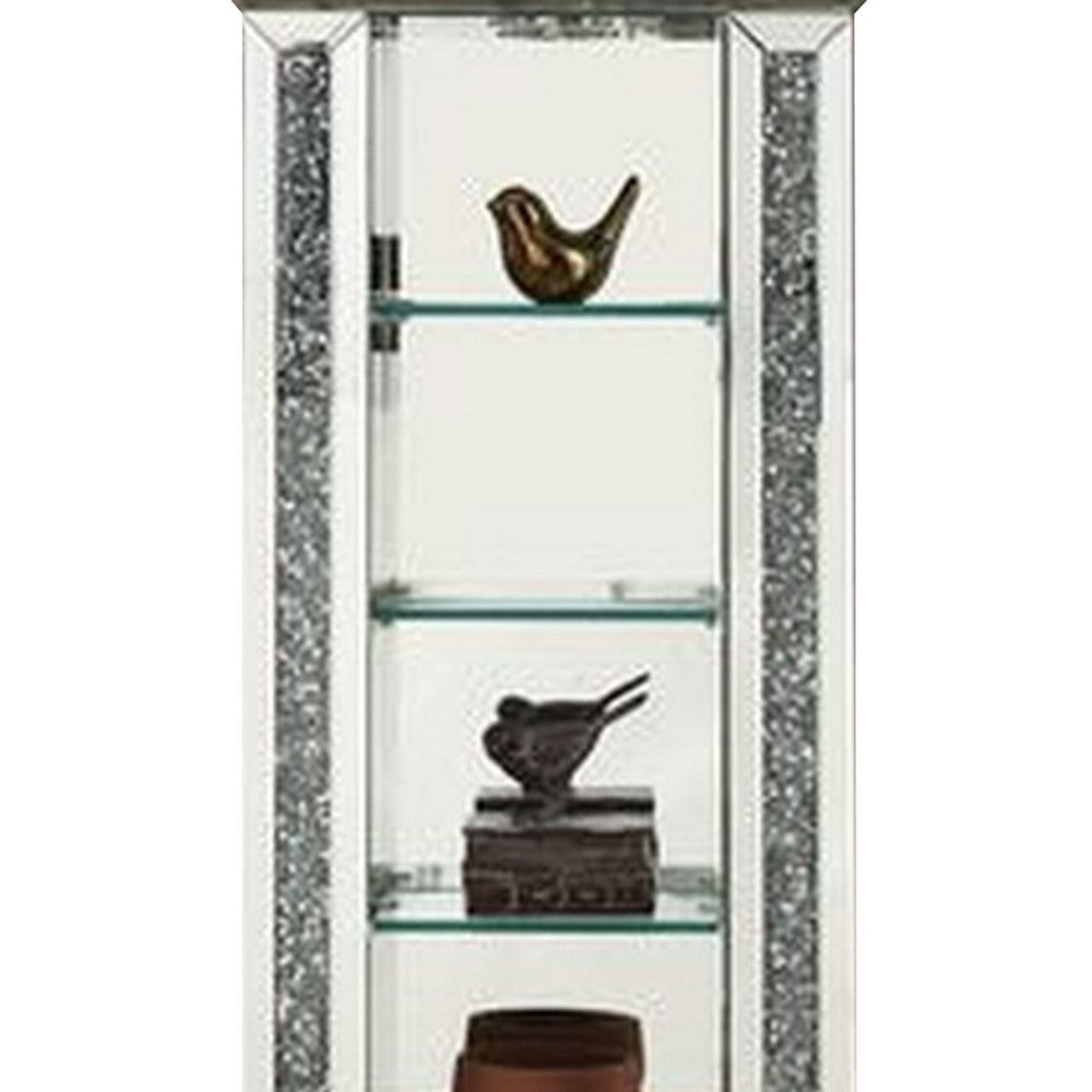 Grandfather Clock with 1 Drawer and Mirror Frame Silver BM269094