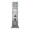 Mirrored Grandfather Clock with 1 Drawer and Faux Diamonds, Silver