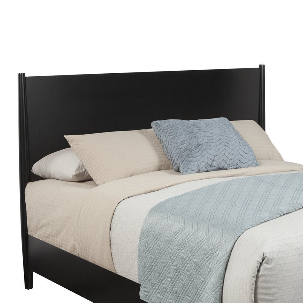 Queen Platform Bed with Panel Headboard, Black