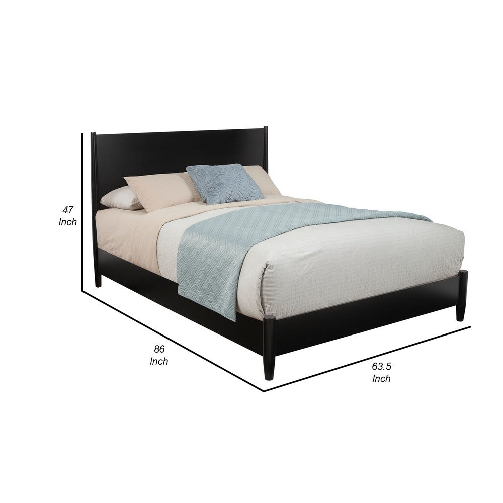 Queen Platform Bed with Panel Headboard, Black