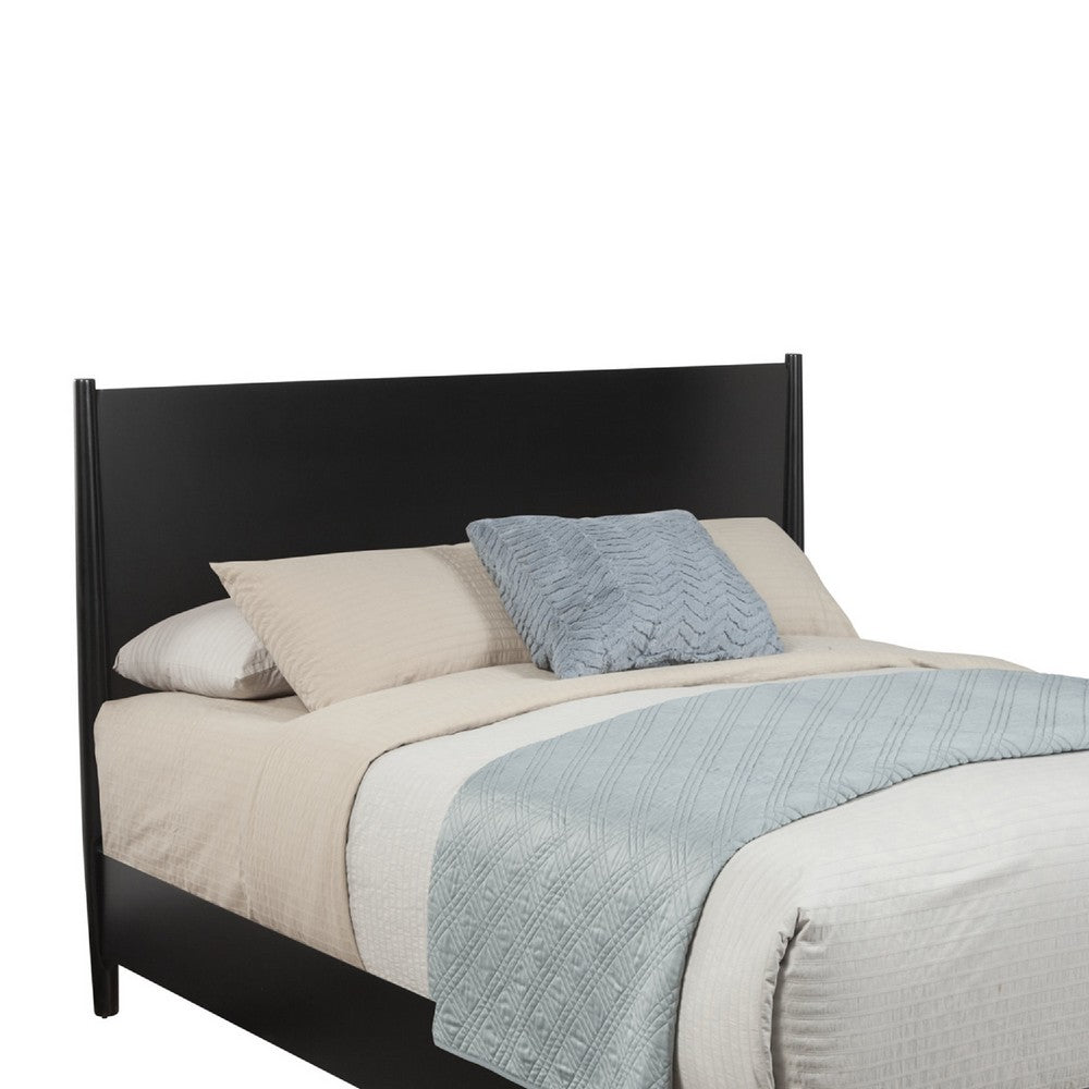 California King Platform Bed with Panel Headboard, Black