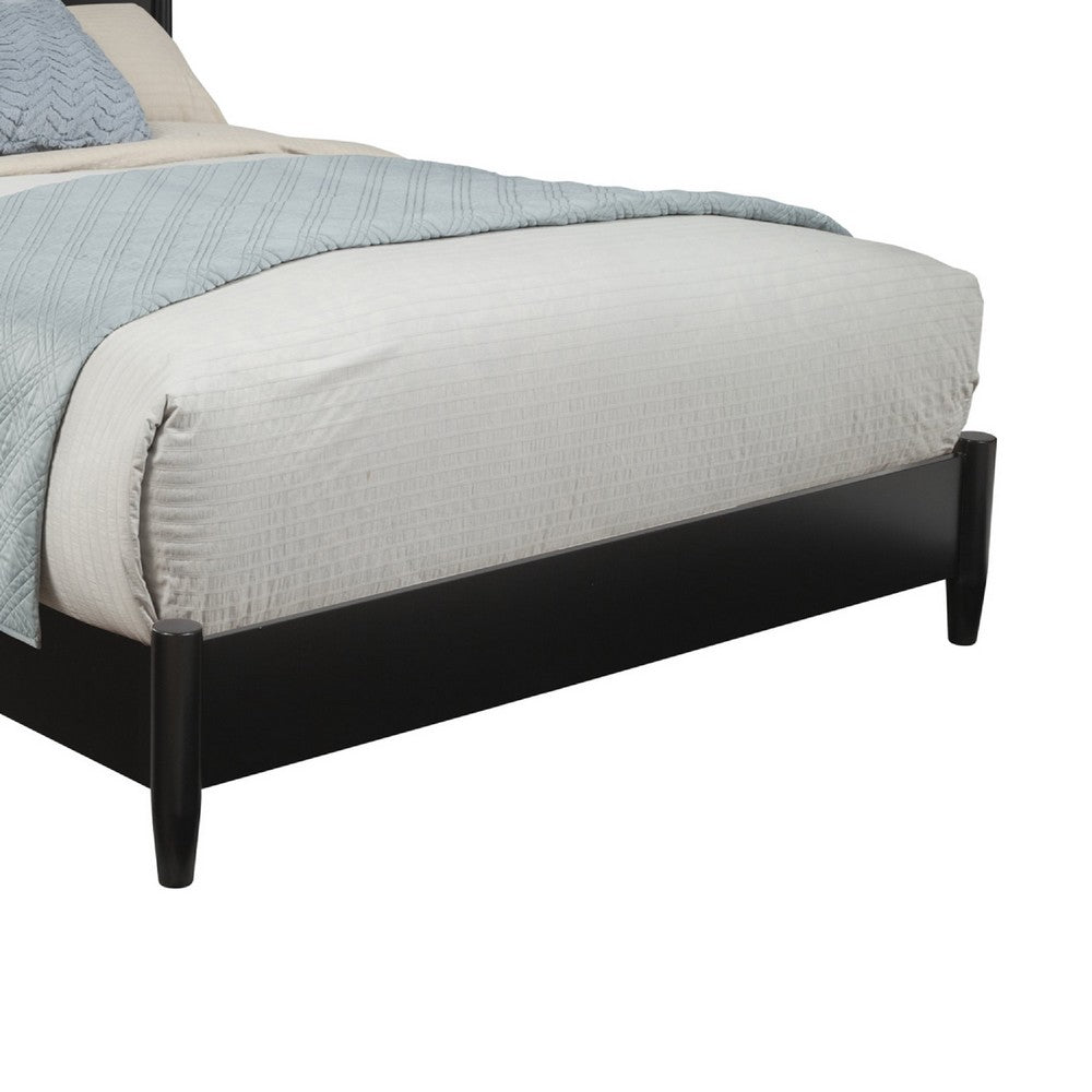 California King Platform Bed with Panel Headboard, Black