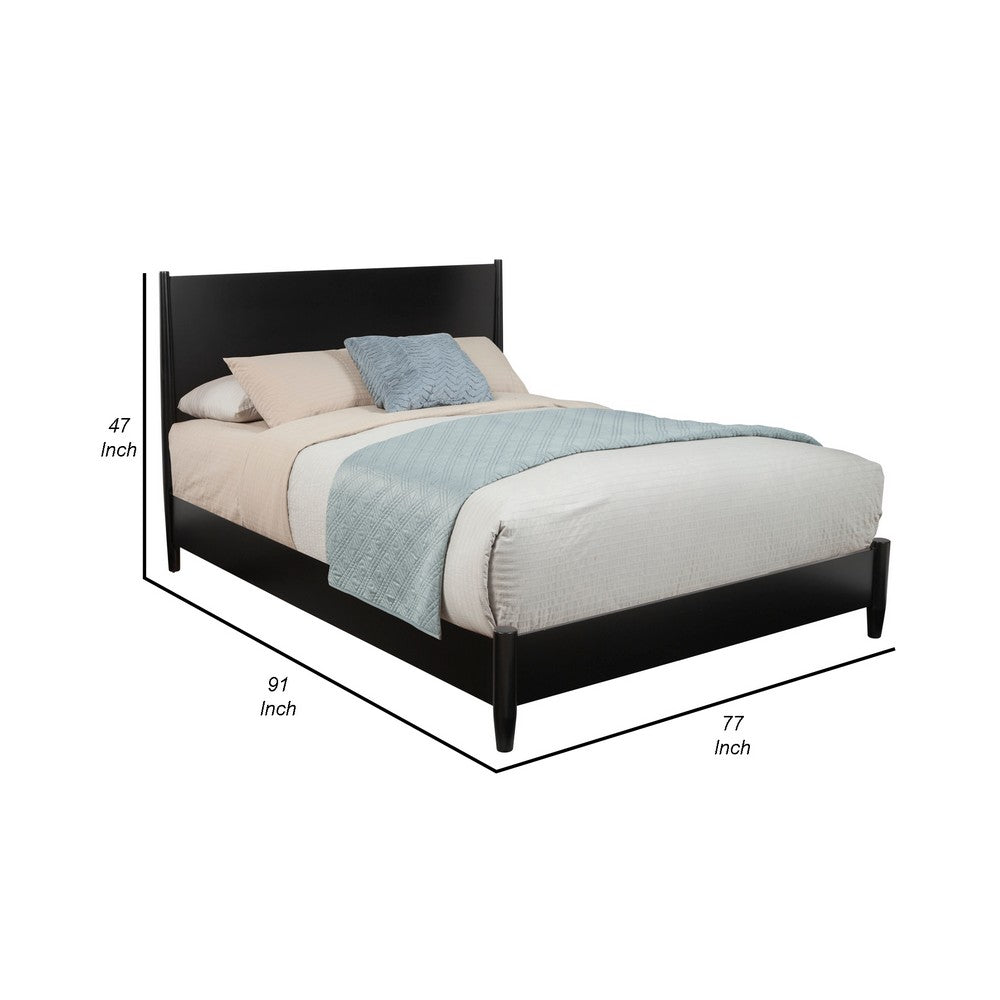 California King Platform Bed with Panel Headboard, Black