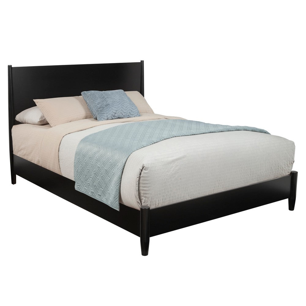 King Platform Bed with Panel Headboard, Black