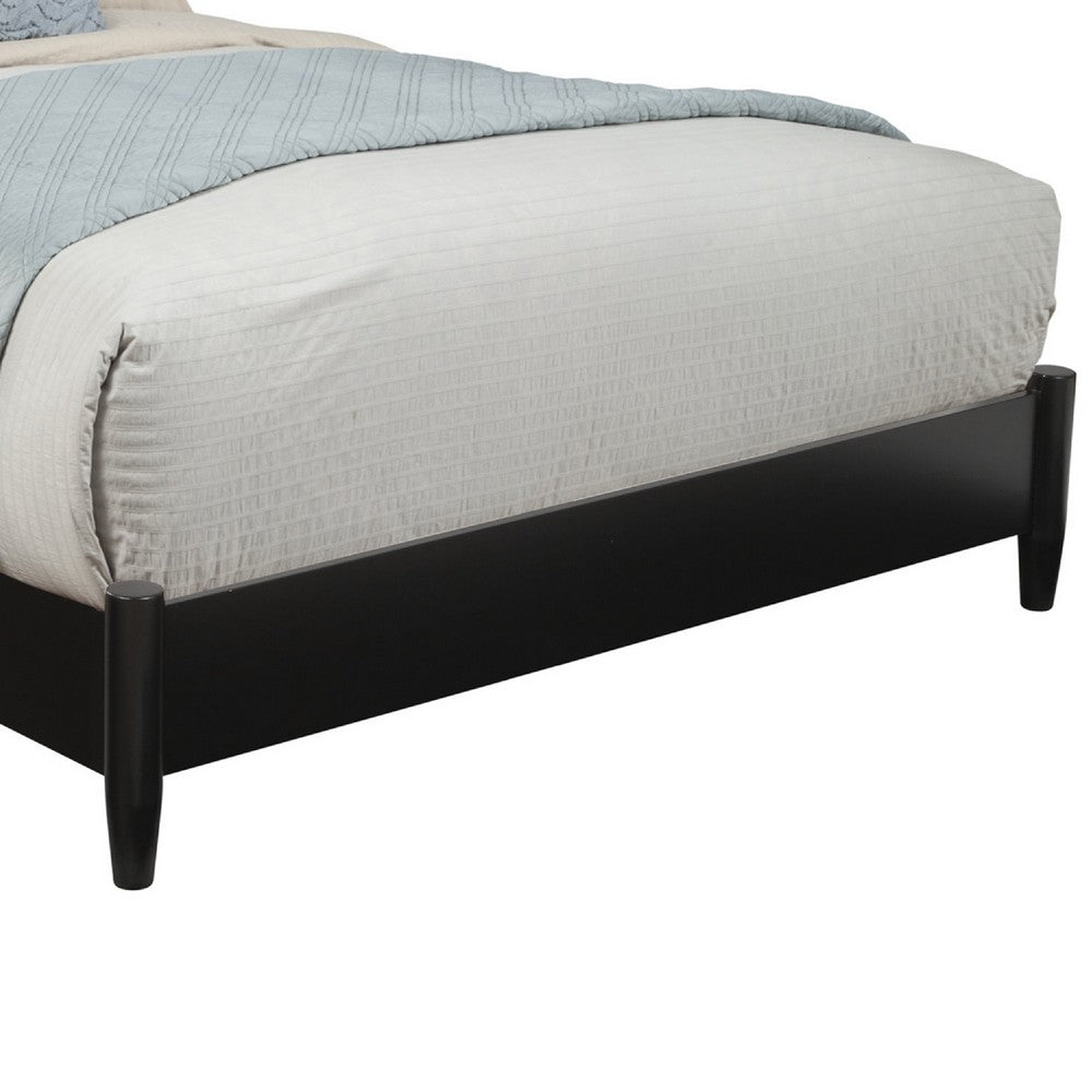 King Platform Bed with Panel Headboard, Black