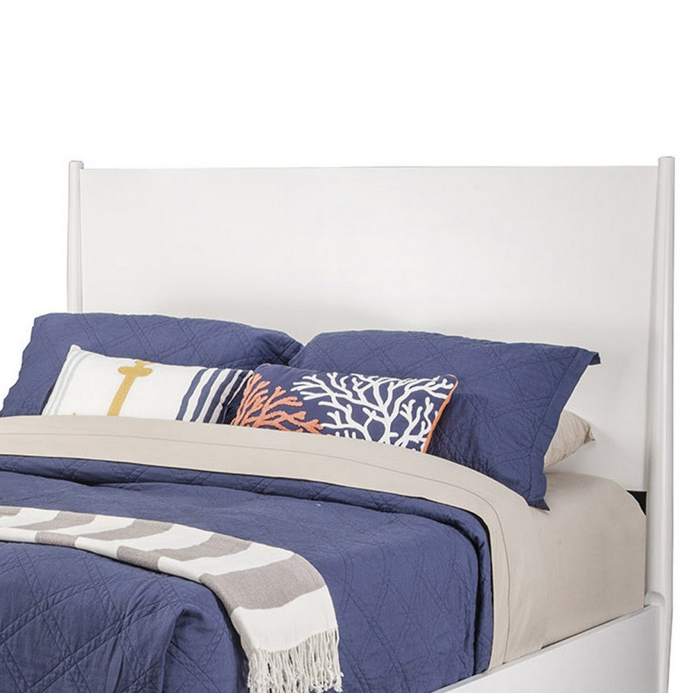 Queen Platform Bed with Panel Headboard, White