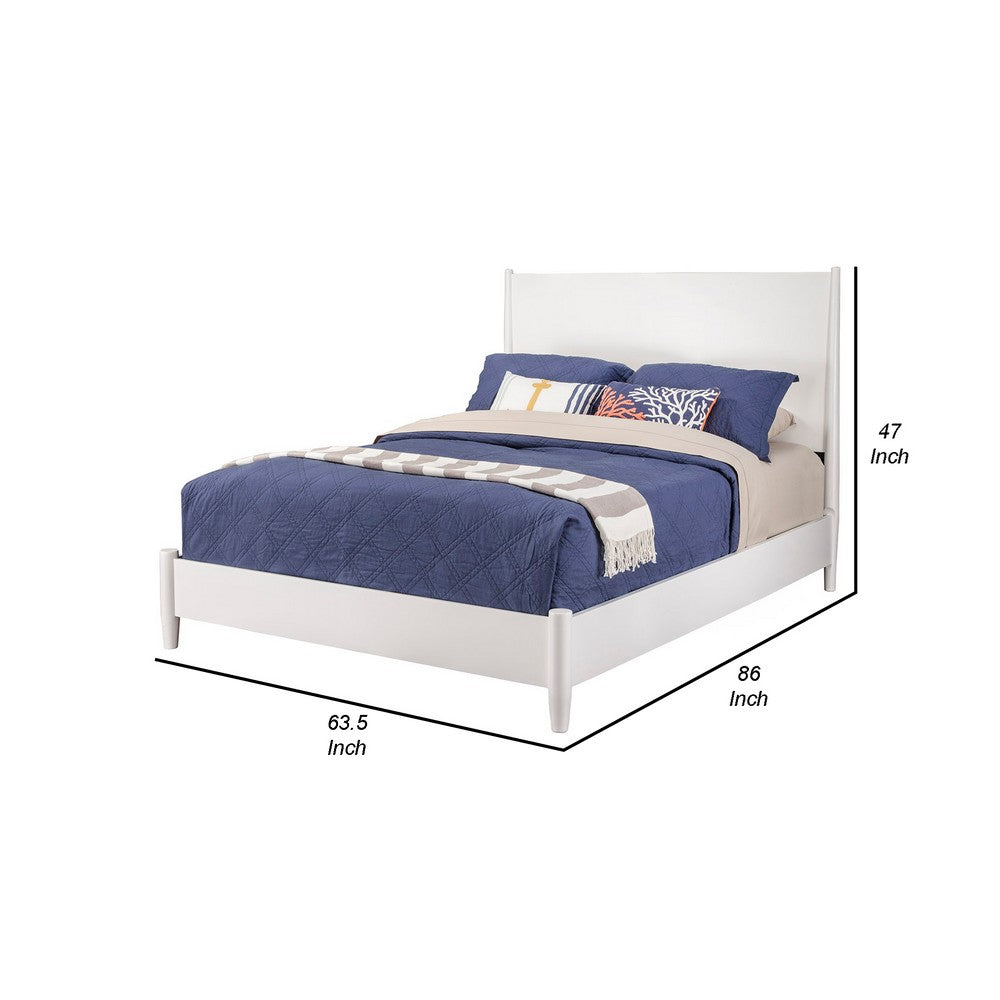 Queen Platform Bed with Panel Headboard, White