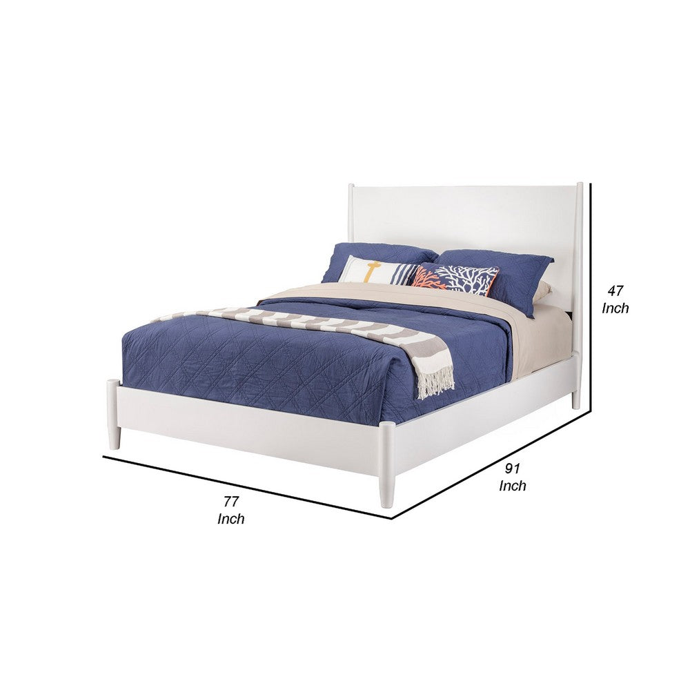 California King Platform Bed with Panel Headboard, White