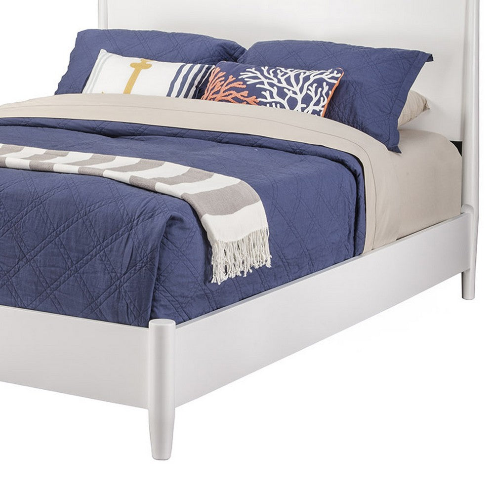 Full Platform Bed with Panel Headboard, White