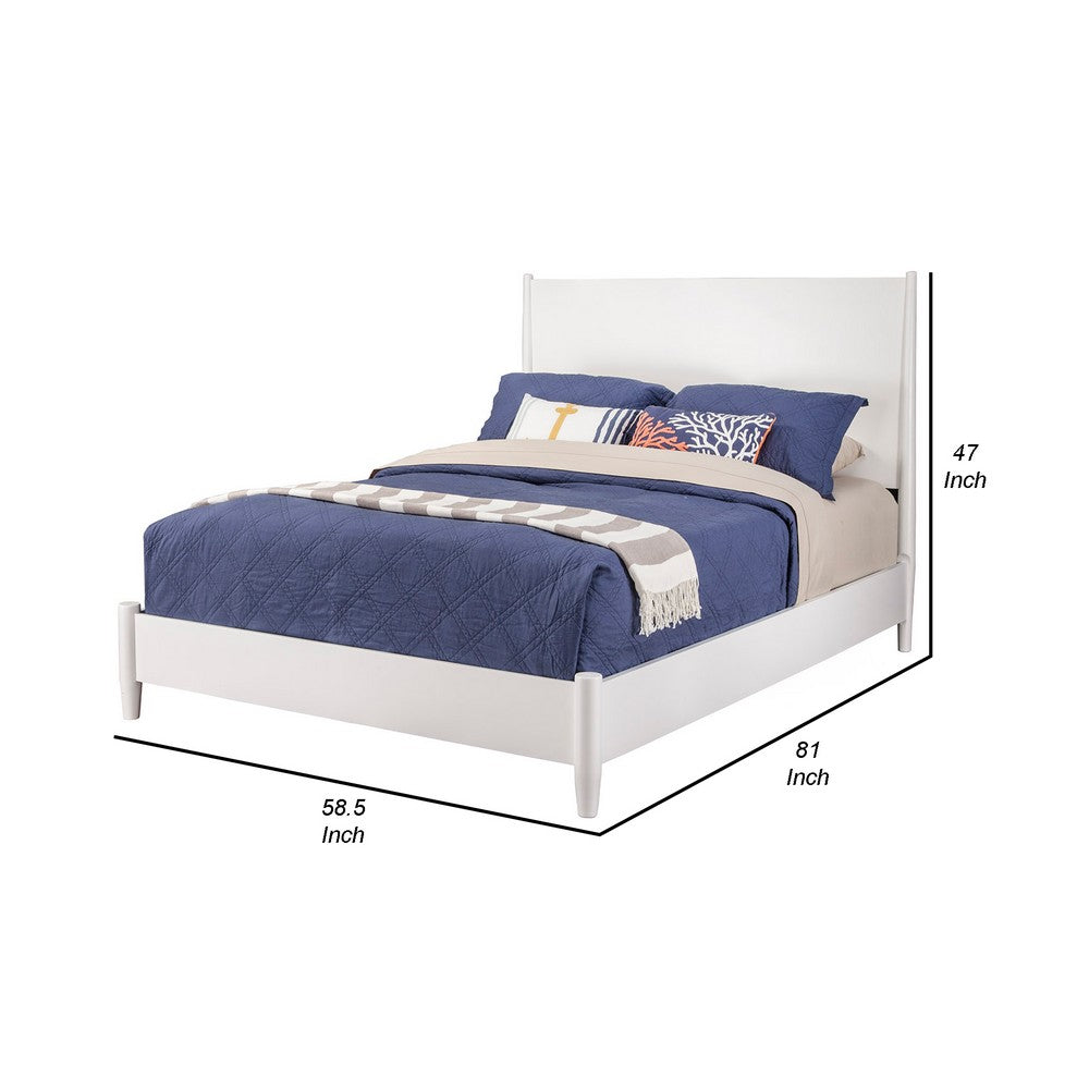 Full Platform Bed with Panel Headboard, White