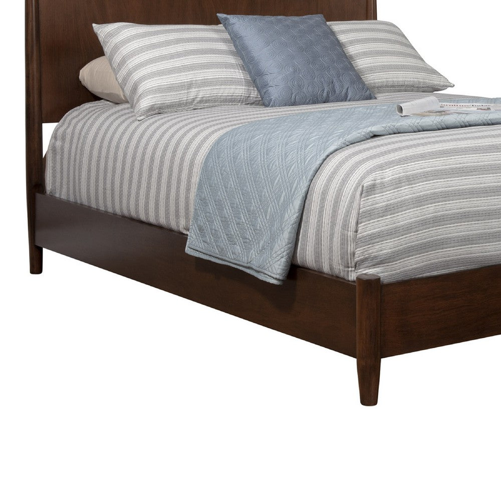 California King Platform Bed with Panel Headboard, Walnut Brown