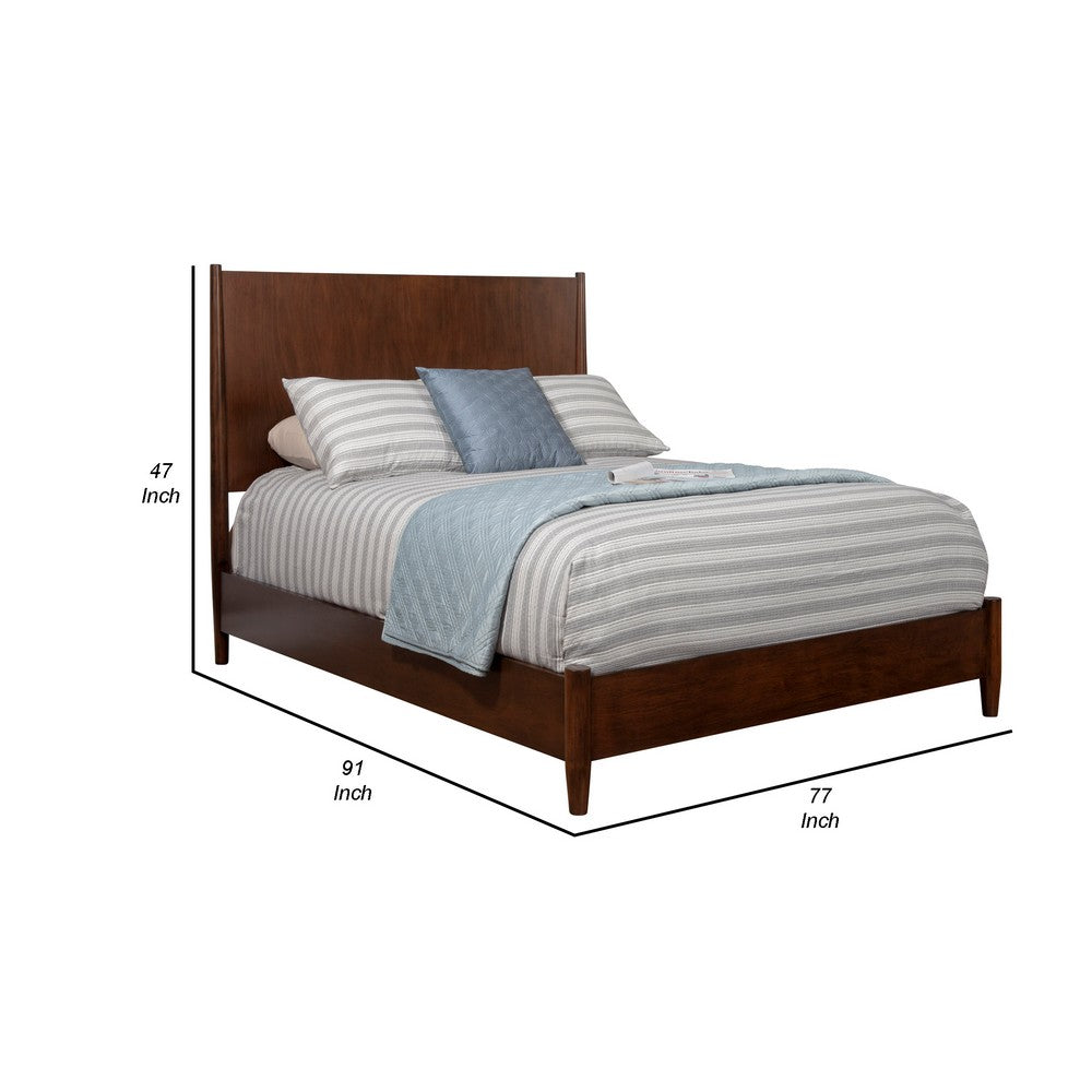 California King Platform Bed with Panel Headboard, Walnut Brown