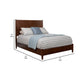 California King Platform Bed with Panel Headboard, Walnut Brown