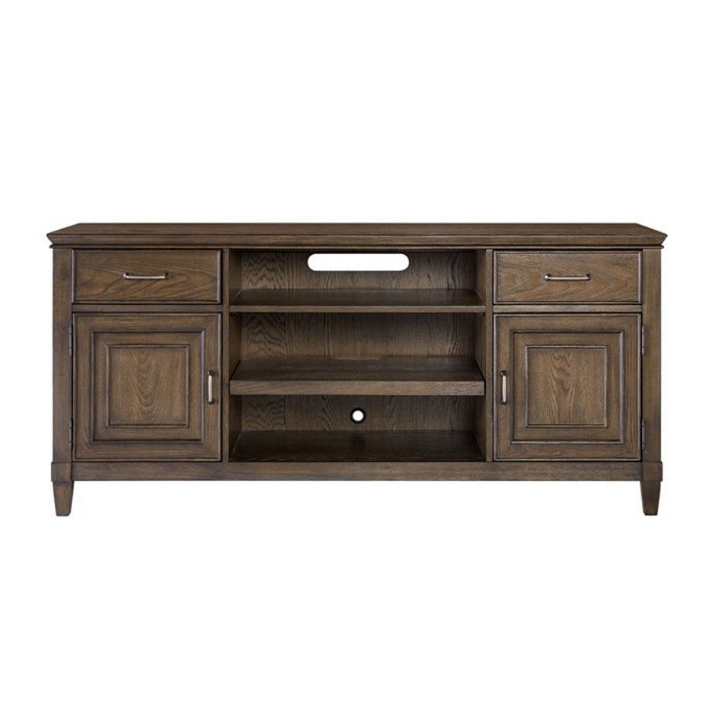 TV Console with 2 Drawers and 2 Doors, Oak Brown
