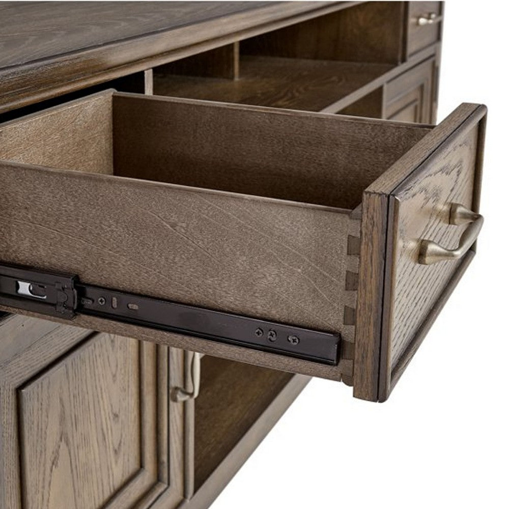 TV Console with 2 Drawers and 2 Doors, Oak Brown
