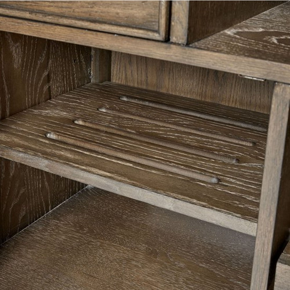 TV Console with 2 Drawers and 2 Doors, Oak Brown