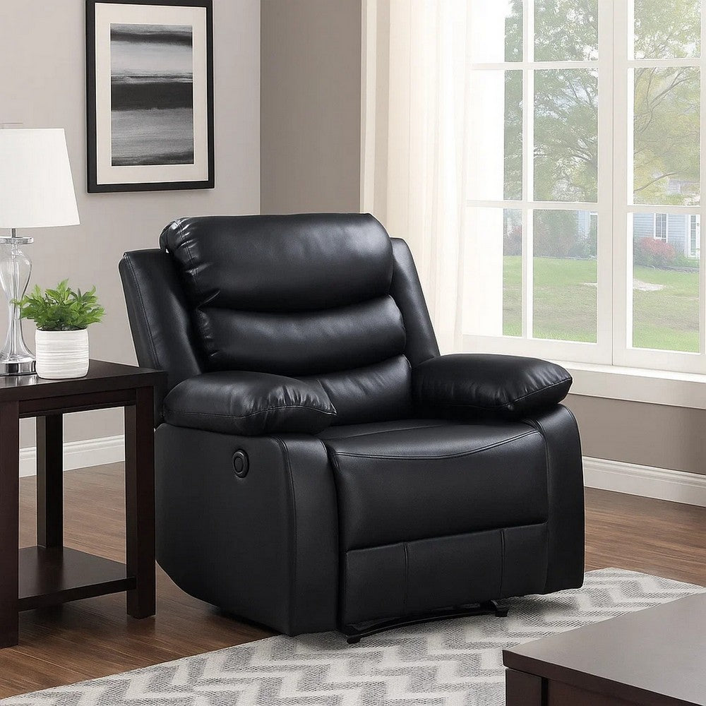Power Recliner with Pocket Coil Seating and Pillow Top Arms, Black