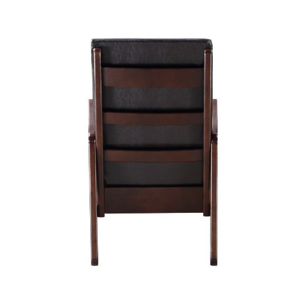 Rocking Chair with Leatherette Seating and Wooden Frame Black BM269201
