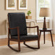 Rocking Chair with Leatherette Seating and Wooden Frame, Black