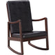 Rocking Chair with Leatherette Seating and Wooden Frame, Black