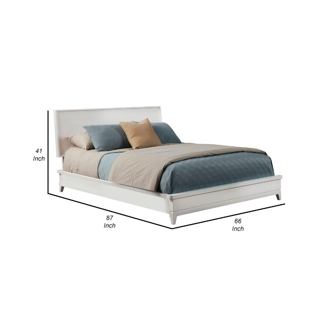 Queen Platform Bed with Sleigh Panel Headboard, Off White